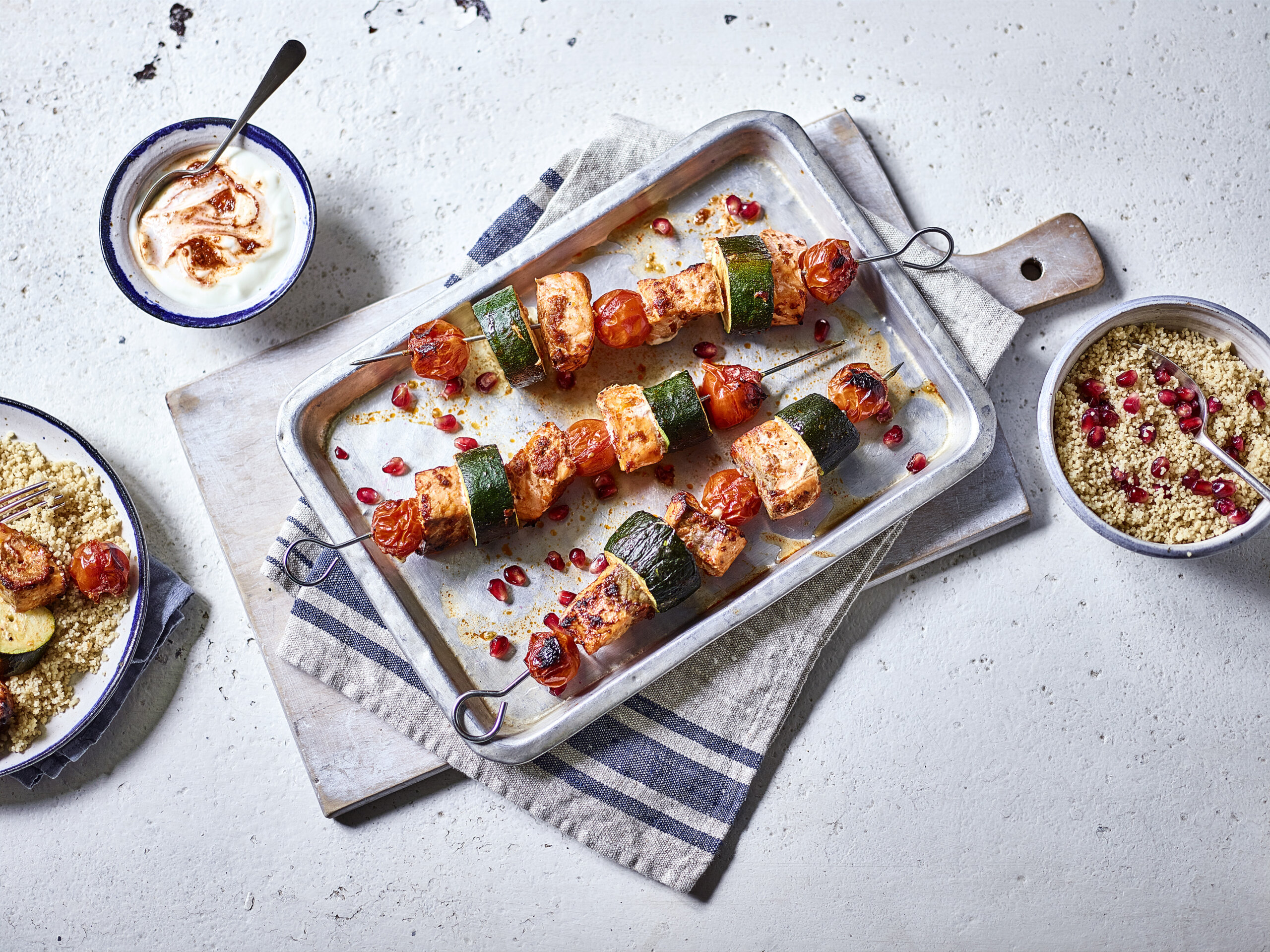 Grilled Harissa Salmon Skewers LoSalt UK